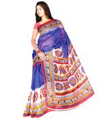 Multicolor printed net saree with blouse