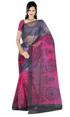 Grey printed tissue saree with blouse 1