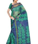 Blue printed tissue saree with blouse