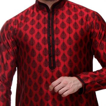 Indian Poshakh Kurta Pajama Print With Threading 2