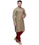 Indian Poshakh Kurta Pajama Print With Threading