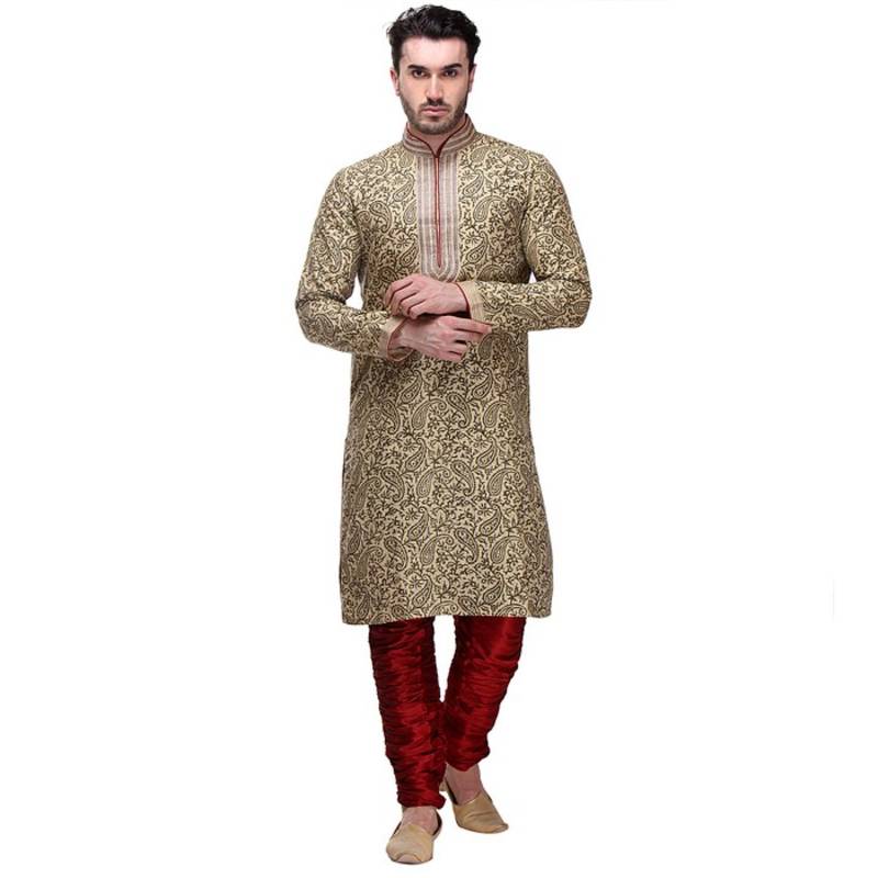 Indian Poshakh Kurta Pajama Print With Threading