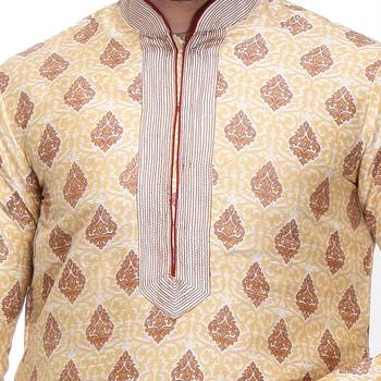 Indian Poshakh Kurta Pajama Print With Threading 3
