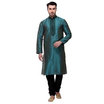 Indian Poshakh Kurta Pajama  Machine Embriodery With  Threading 1