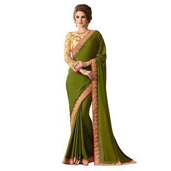 Dark purple embroidered georgette saree with blouse 1