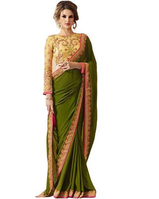 Dark purple embroidered georgette saree with blouse 2