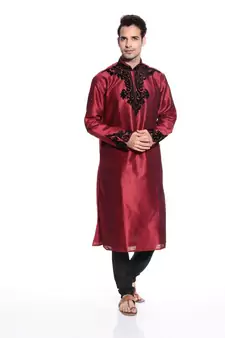 Indian Poshakh Kurta Pajama  Machine Velvet Patch Work With Threading