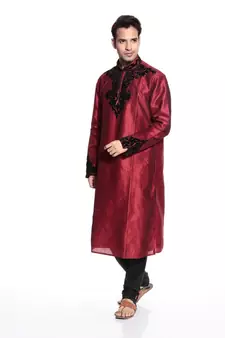 Indian Poshakh Kurta Pajama  Machine Velvet Patch Work With Threading