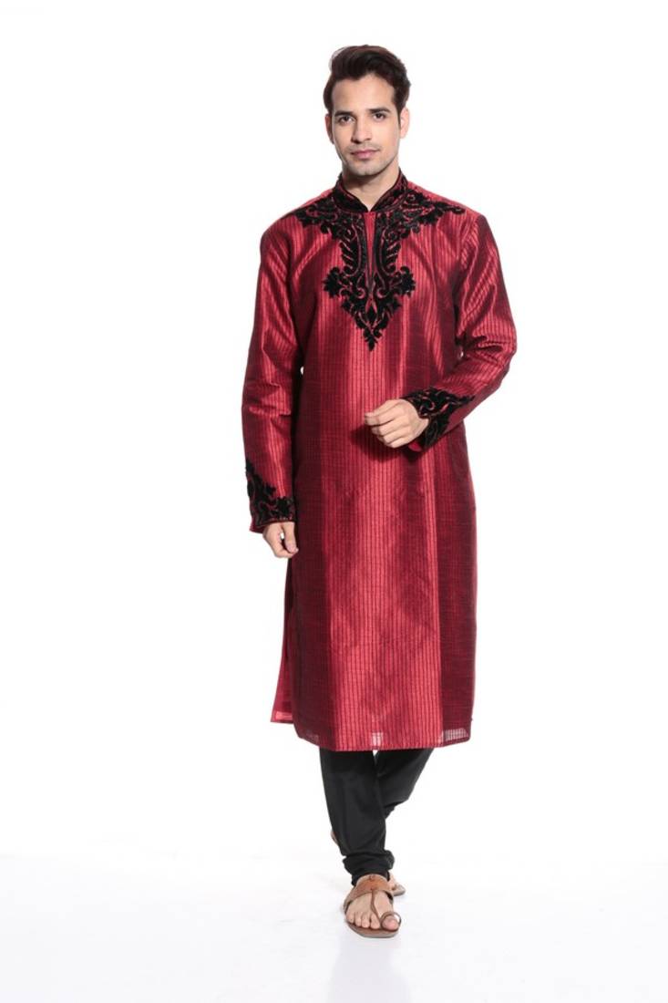 Indian Poshakh Kurta Pajama  Machine Velvet Patch Work With Threading