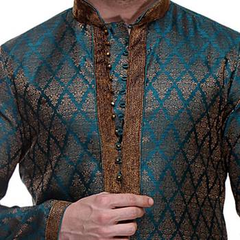Indian Poshakh Kurta Pajama  Velvet Patch Work With Threading 3