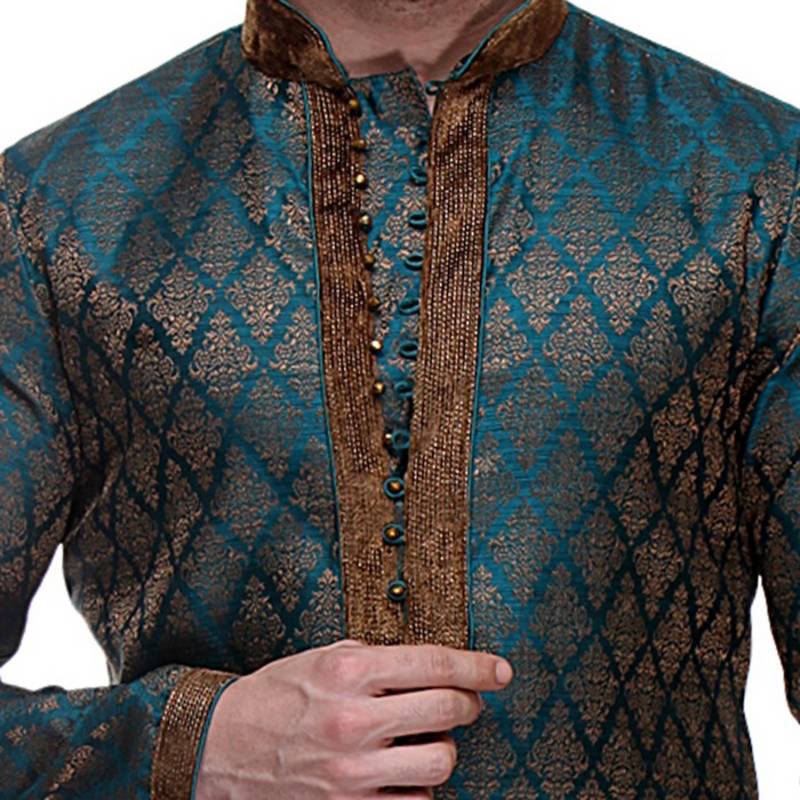 Indian Poshakh Kurta Pajama  Velvet Patch Work With Threading