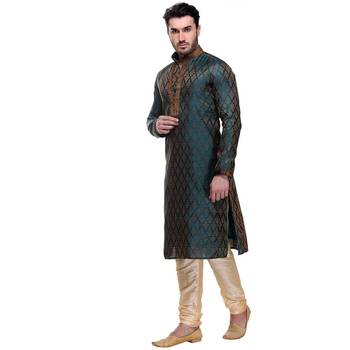 Indian Poshakh Kurta Pajama  Velvet Patch Work With Threading 1