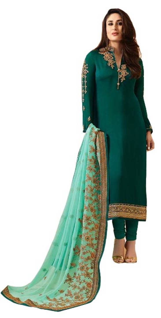 Green embroidered georgette salwar