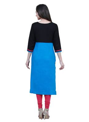 Black embroidered rayon kurtas-and-kurtis 2