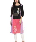 Pink printed cotton kurtas-and-kurtis