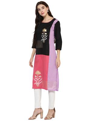 Pink printed cotton kurtas-and-kurtis 3