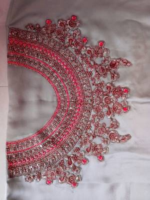 Pink embroidered crepe salwar 4