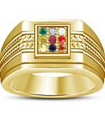 925 Silver Multi Color Stone Navratna Fortune Finger Ring( it's Called Lucky Ring) For Men