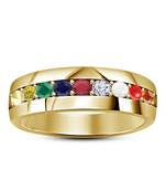 14K Gold Plaed 925 Sterling Silver Multi-Color Gemstone Women's Navratna Ring