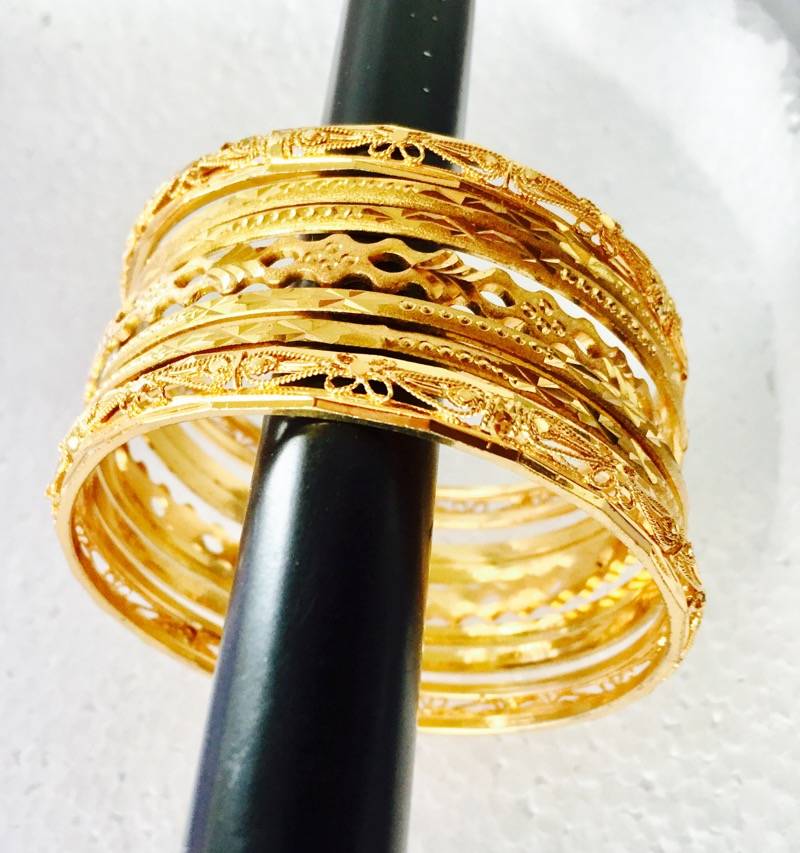 Gold Plated Bangles Set Of 7, Size 2.8 Bg59 ETHNIC INDIA 2440889