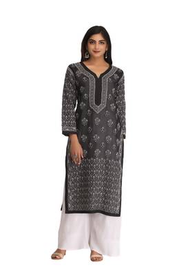 Ada Black Embroidered Cotton Chikankari Kurti 2
