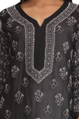 Ada Black Embroidered Cotton Chikankari Kurti 5