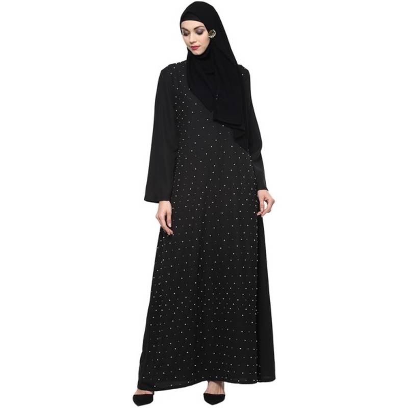 Black Pearl Embroidered Abaya