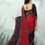 Red embroidered silk saree with blouse