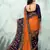 Orange embroidered silk saree with blouse