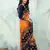 Orange embroidered silk saree with blouse