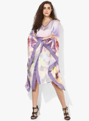 PURPLE Printed Satin Designer kaftan 1