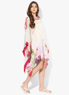 Pink Printed Satin Designer kaftan 1