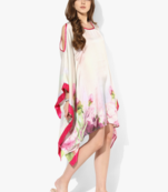 Pink Printed Satin Designer kaftan