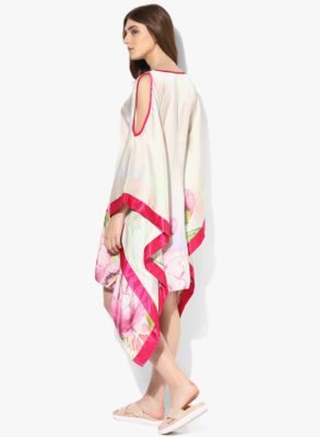 Pink Printed Satin Designer kaftan 2