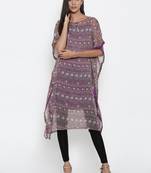 PURPLE Printed Chiffon Designer kaftan
