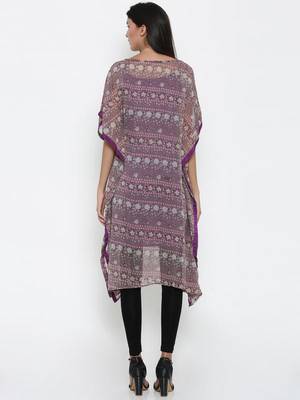 PURPLE Printed Chiffon Designer kaftan 3