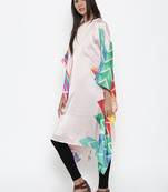 BEIGE Printed Satin Designer kaftan