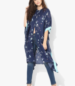 Blue Printed Viscose  Designer kaftan
