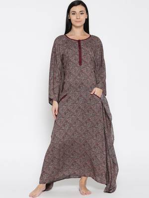 MAROON Printed Viscose  Designer kaftan 1
