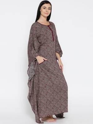 MAROON Printed Viscose  Designer kaftan 3