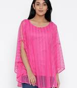 Pink Printed Polyester Designer kaftan