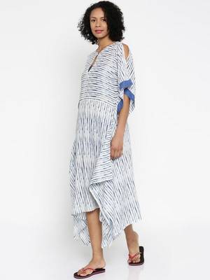White Printed Cotton Designer kaftan 1