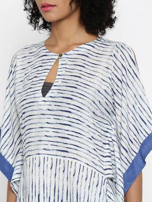 White Printed Cotton Designer kaftan 3