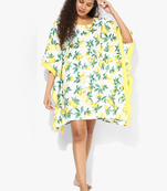 White Printed Cotton Designer kaftan