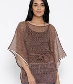 Brown Printed Chiffon Designer kaftan