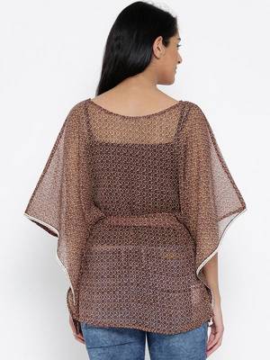 Brown Printed Chiffon Designer kaftan 3