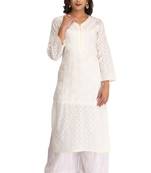 Lemon Embroidered Cotton Chikankari Kurti