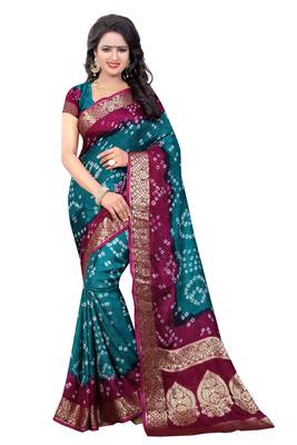 Multicolor woven art silk saree with blouse 1
