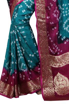 Multicolor woven art silk saree with blouse 3