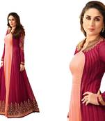 Dark pink embroidered georgette salwar